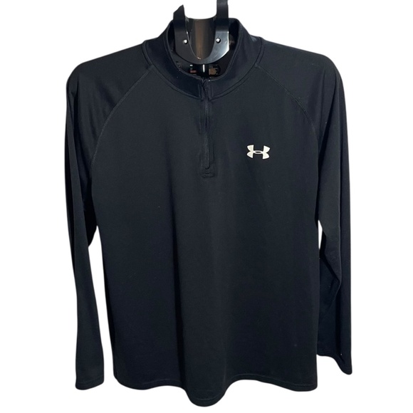 Under Armour Black 1/4 Zip Long Sleeve Loose Fit HeatGear Shirt Size Large - Picture 1 of 5